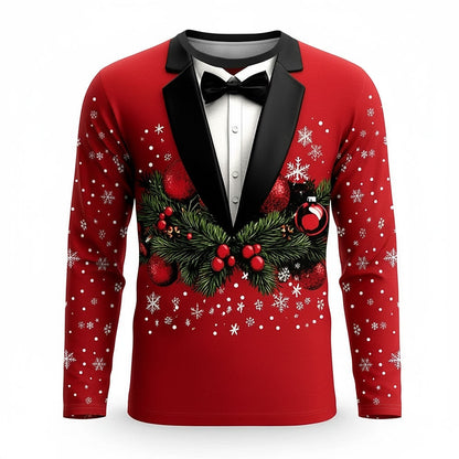 Men's Red Festive Christmas Tuxedo Tee