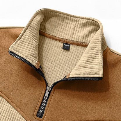 Colorblock Corduroy Quarter Zip Sweatshirt