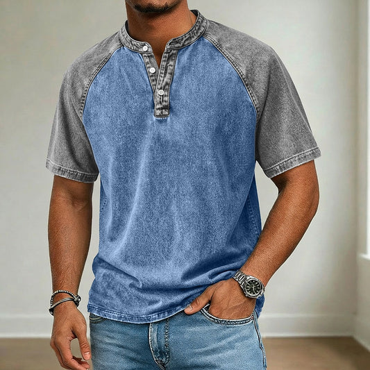 Broken-in Comfort Washed Cotton Henley T-Shirt