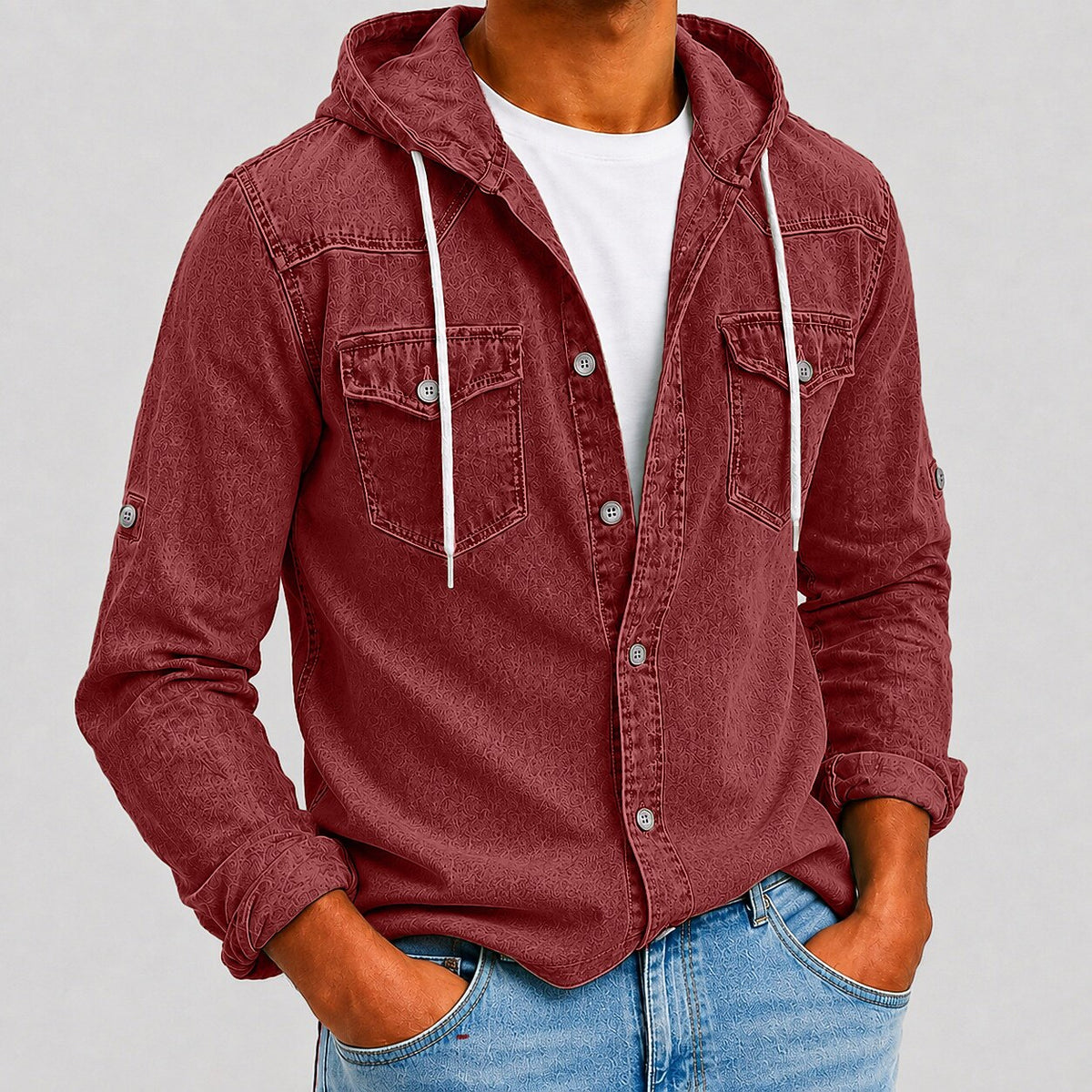 SoftFade Washed Hooded Denim Shirt