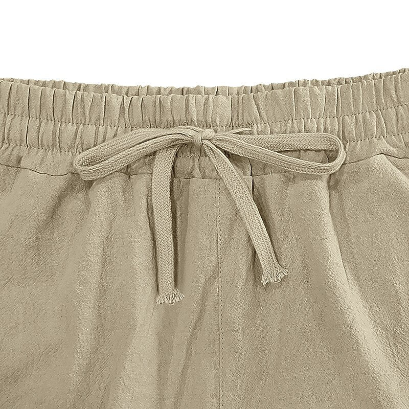 Breathable Linen Shorts With Elastic Waist
