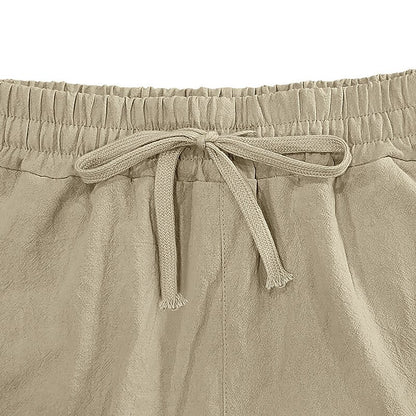 Breathable Linen Shorts With Elastic Waist
