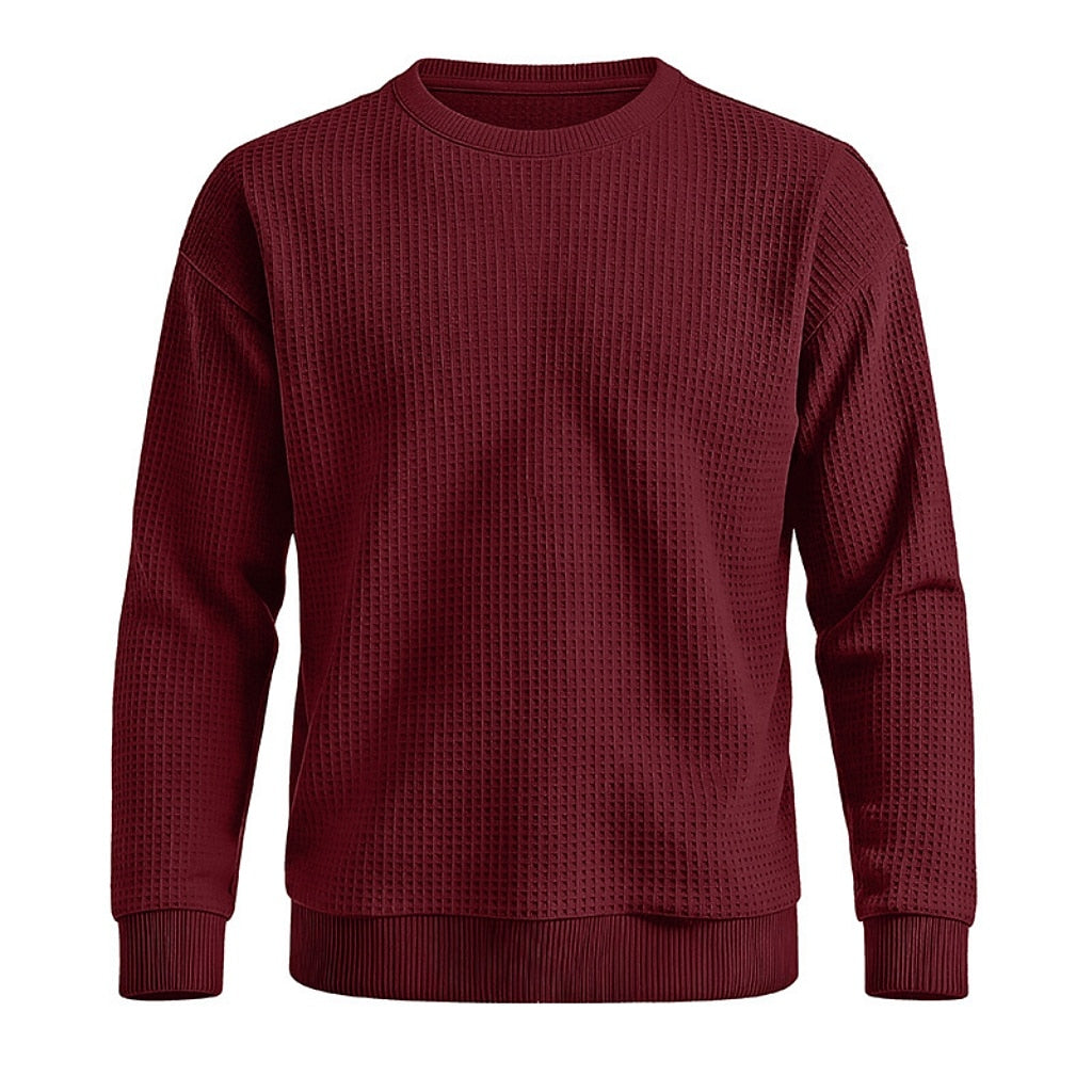Classic Waffle Knit Crew Neck Sweatshirt