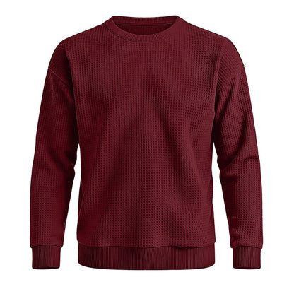 Classic Waffle Knit Crew Neck Sweatshirt