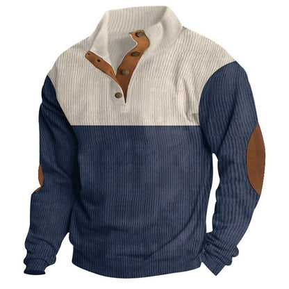 Stylish Patchwork Corduroy Sweatshirt