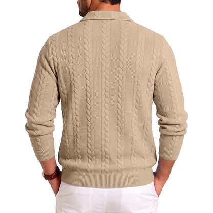 Soft Textured Jacquard Quarter Zip Polo