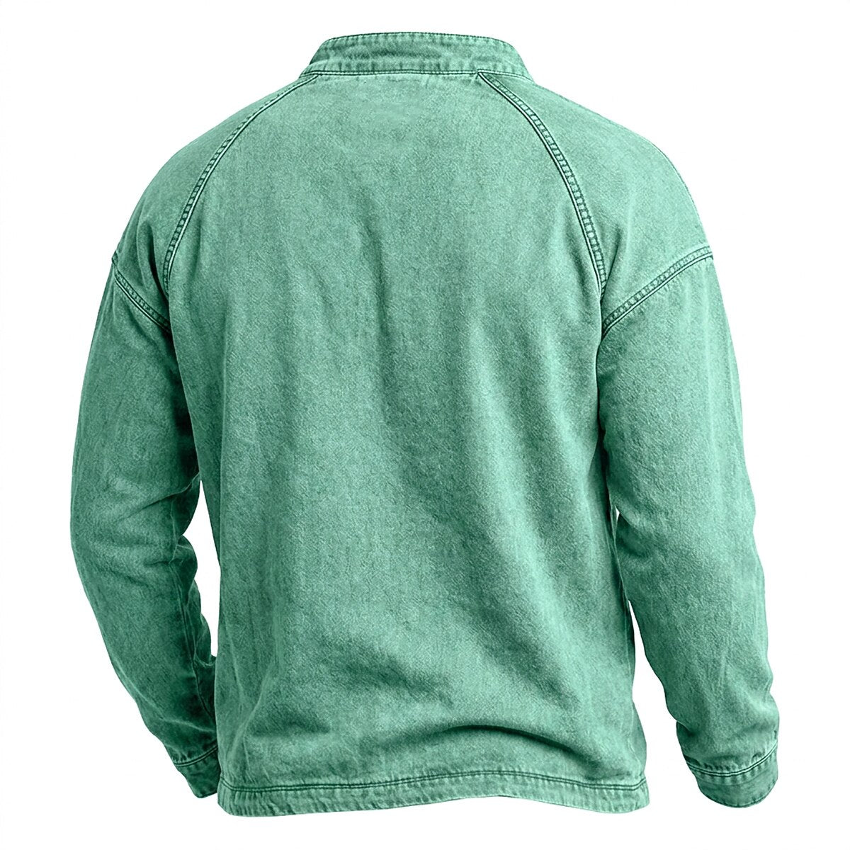 Half Zip Washed Cotton Henley Shirt