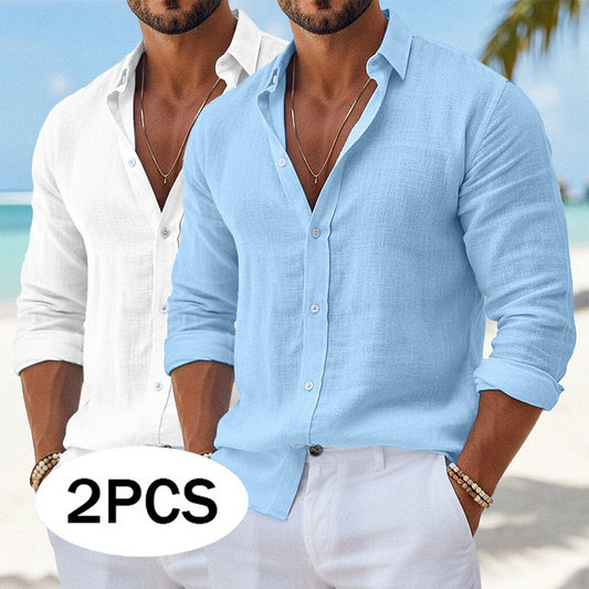 2 PCS Men's Linen Summer Shirts