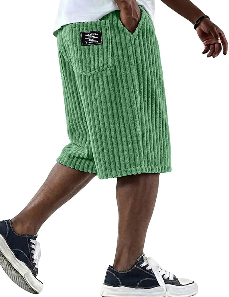 Casual Corduroy Shorts-Comfortable Elastic Waist Summer Wear
