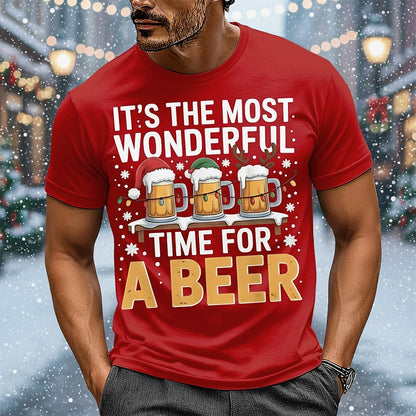 Christmas Wonderful Beer Time Graphic Tee