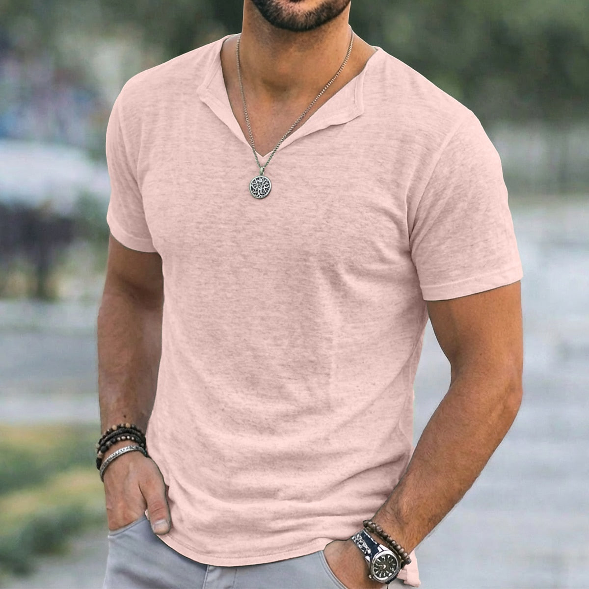 Summer Linen V-neck Tee