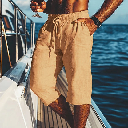 Men's Linen Shorts-Casual Drawstring Shorts for Summer Comfort