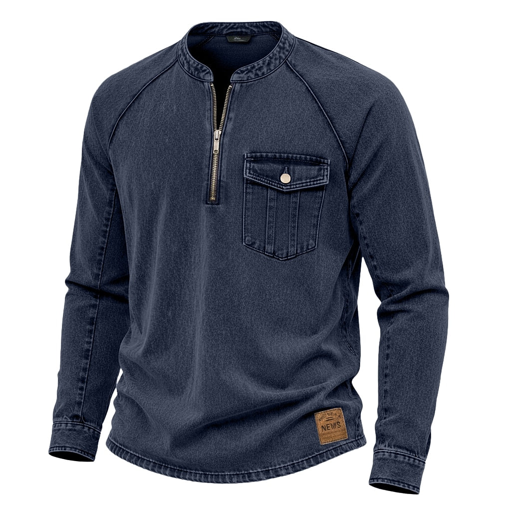 Premium Broken-in Cotton Henley Shirt
