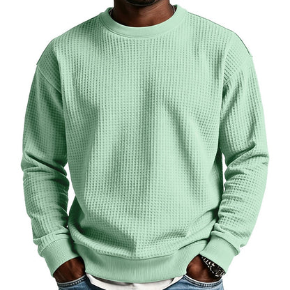 Classic Waffle Knit Crew Neck Sweatshirt