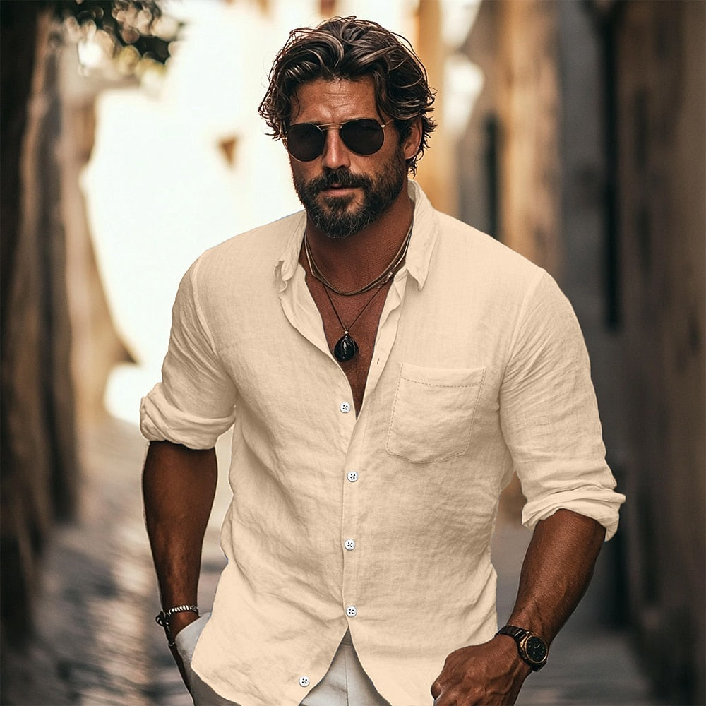 Men's Vacation Linen Shirt - Light & Comfortable