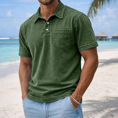 Washed 100% Cotton Vintage Polo Shirt