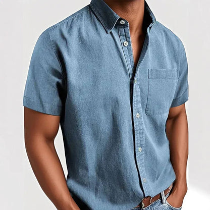 Men's Cotton Shirt -Casual Short Sleeve Button-Up