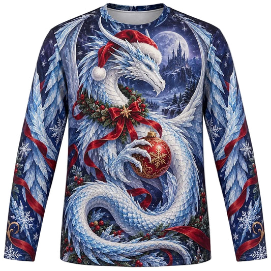 Men's Dragon Christmas Long Sleeve Graphic Tee