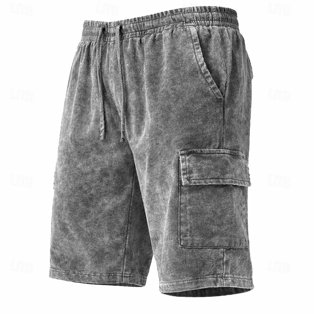 Acid Wash Cotton Pocketed Shorts