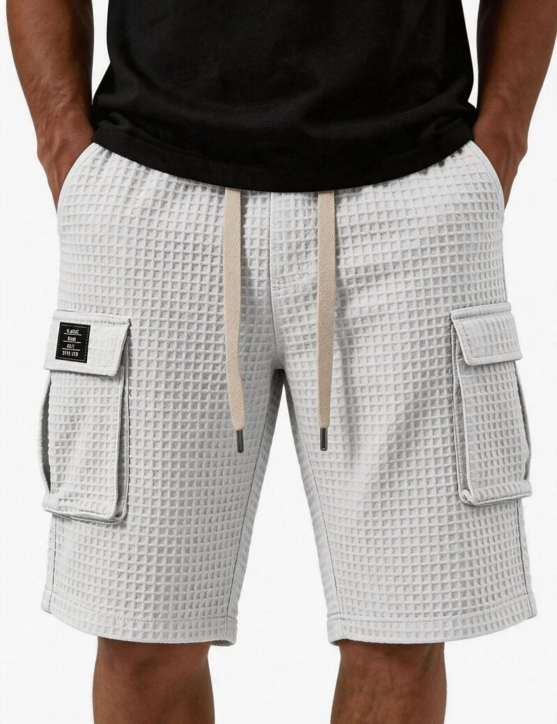 Lightweight Waffle Cargo Shorts With Pocket