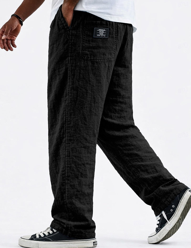 Drawstring Linen Pants - Relaxed Fit for Daily & Beach Wear