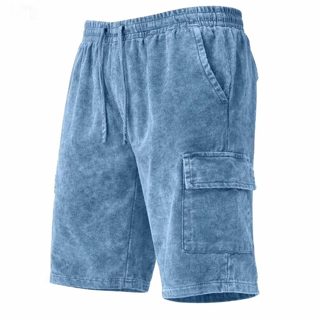 Acid Wash Cotton Pocketed Shorts