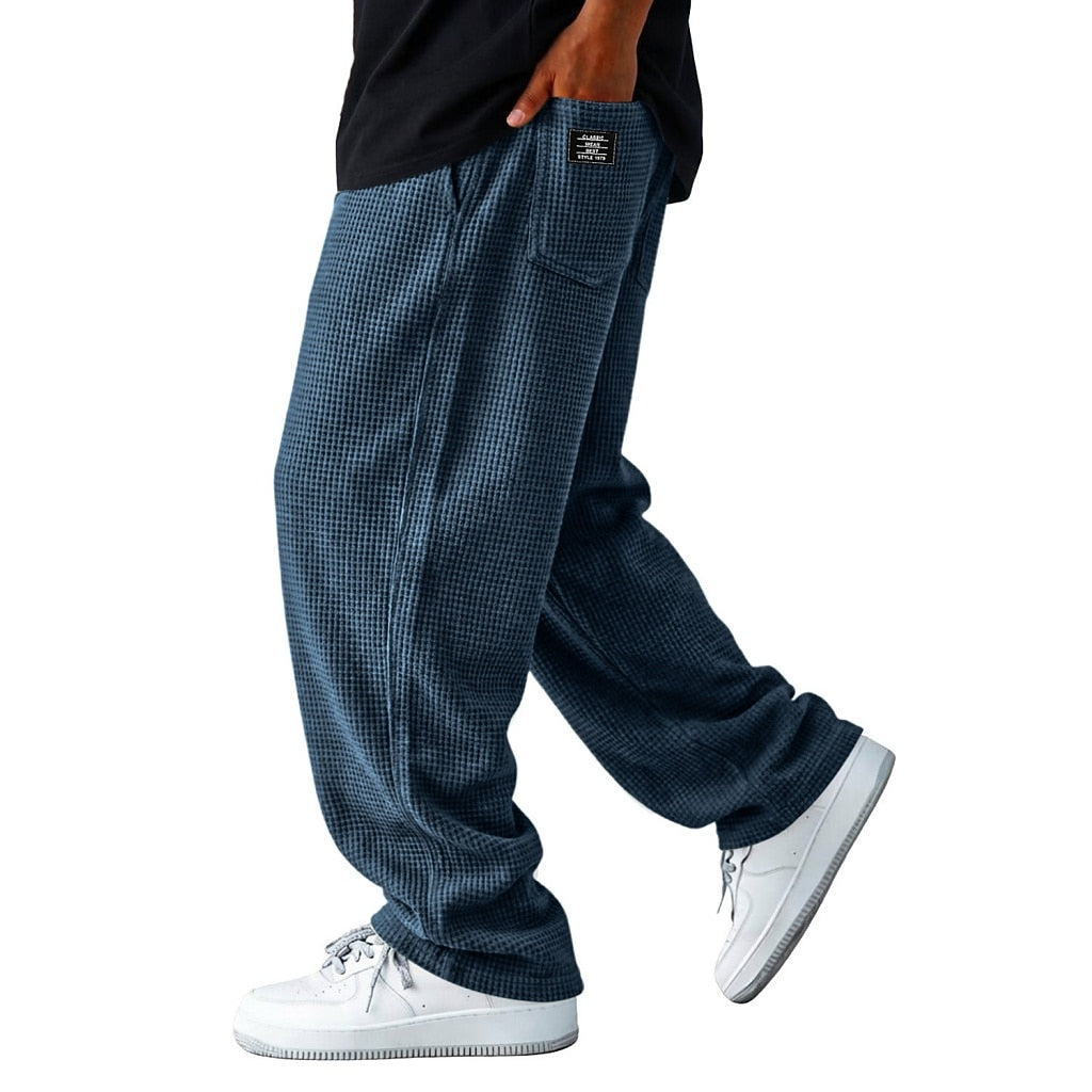 Relaxed Textured Waffle Pants