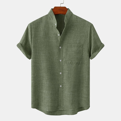 Cotton Linen Shirt-Button Up with Pocket
