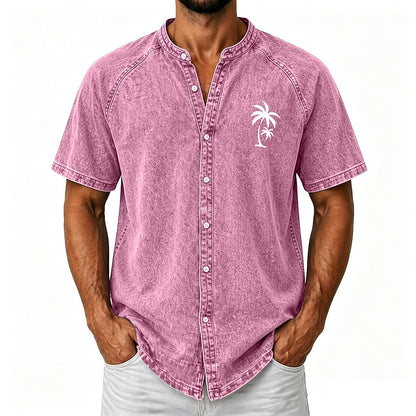 Broken-In Cotton Palm Tree Button Up Shirt