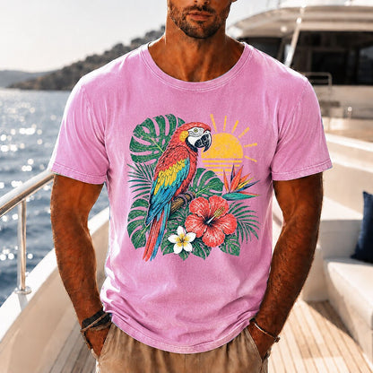 Broken-In 100% Cotton Floral Parrot Tee