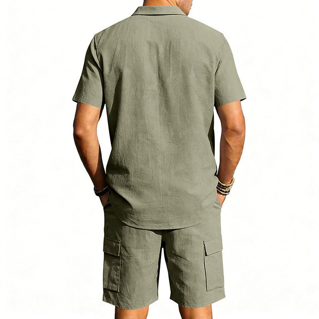 Cotton Linen Shirt & Shorts Set