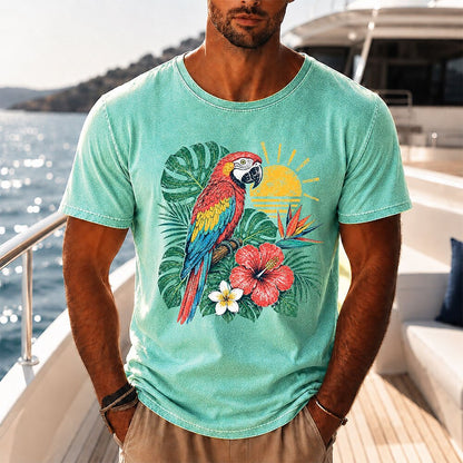 Broken-In 100% Cotton Floral Parrot Tee