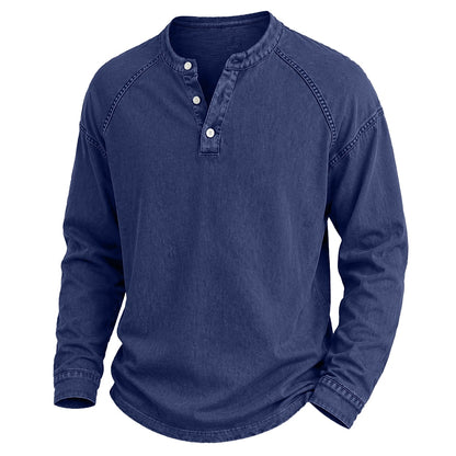 Broken-in Cotton Long Sleeve Henley