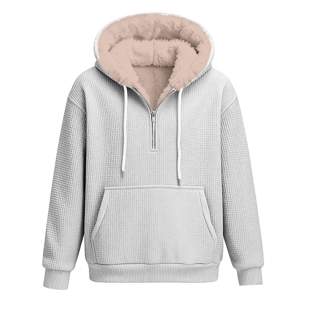 Quarter Zip Waffle Fleece Hoodie