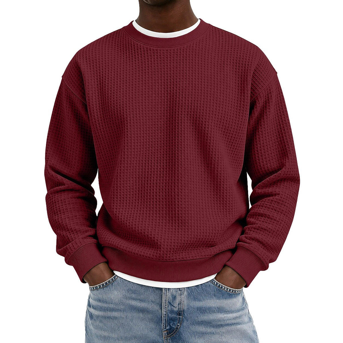 Classic Crewneck Waffle Sweatshirt Pullover
