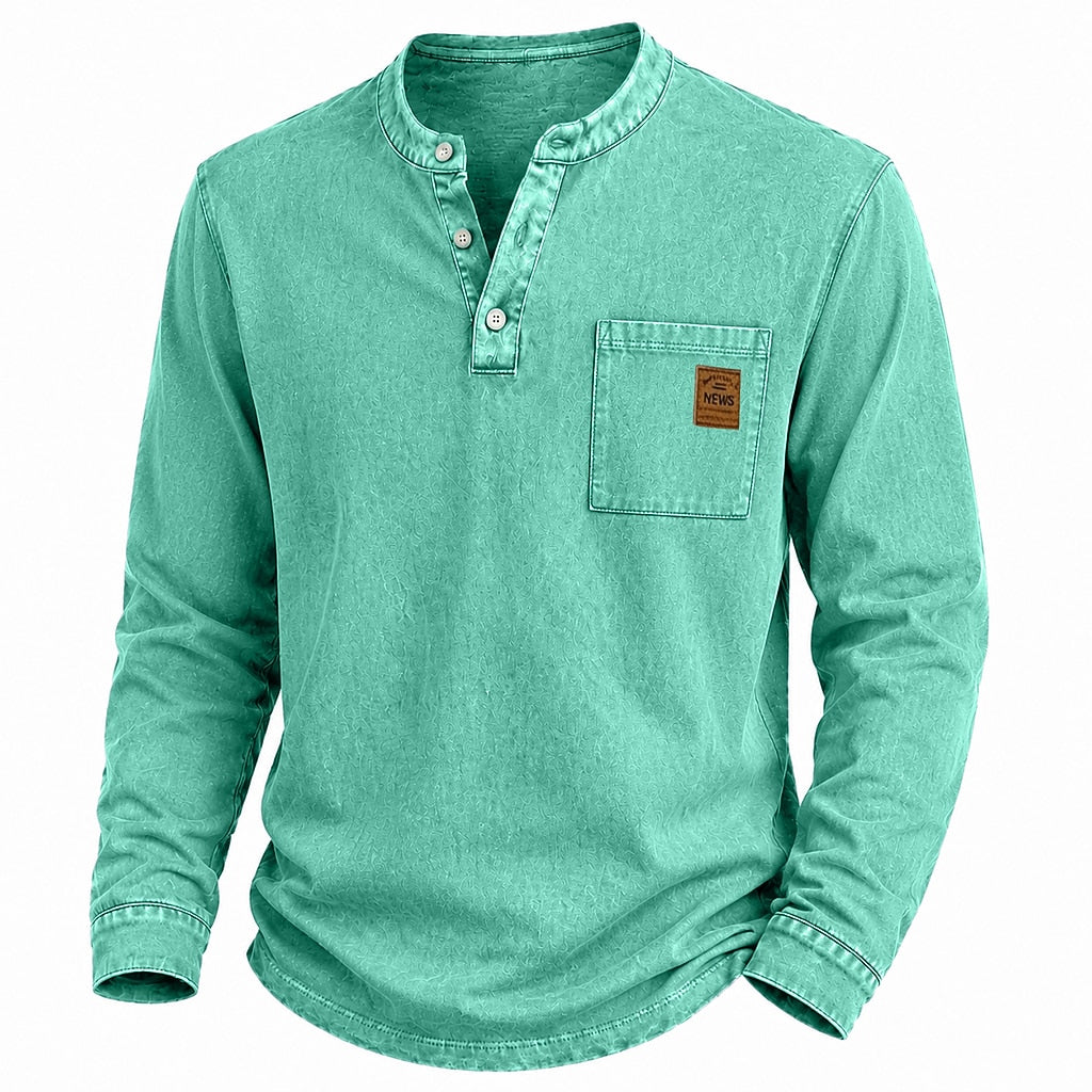 Broken-in Comfort 100% Cotton Henley Shirt