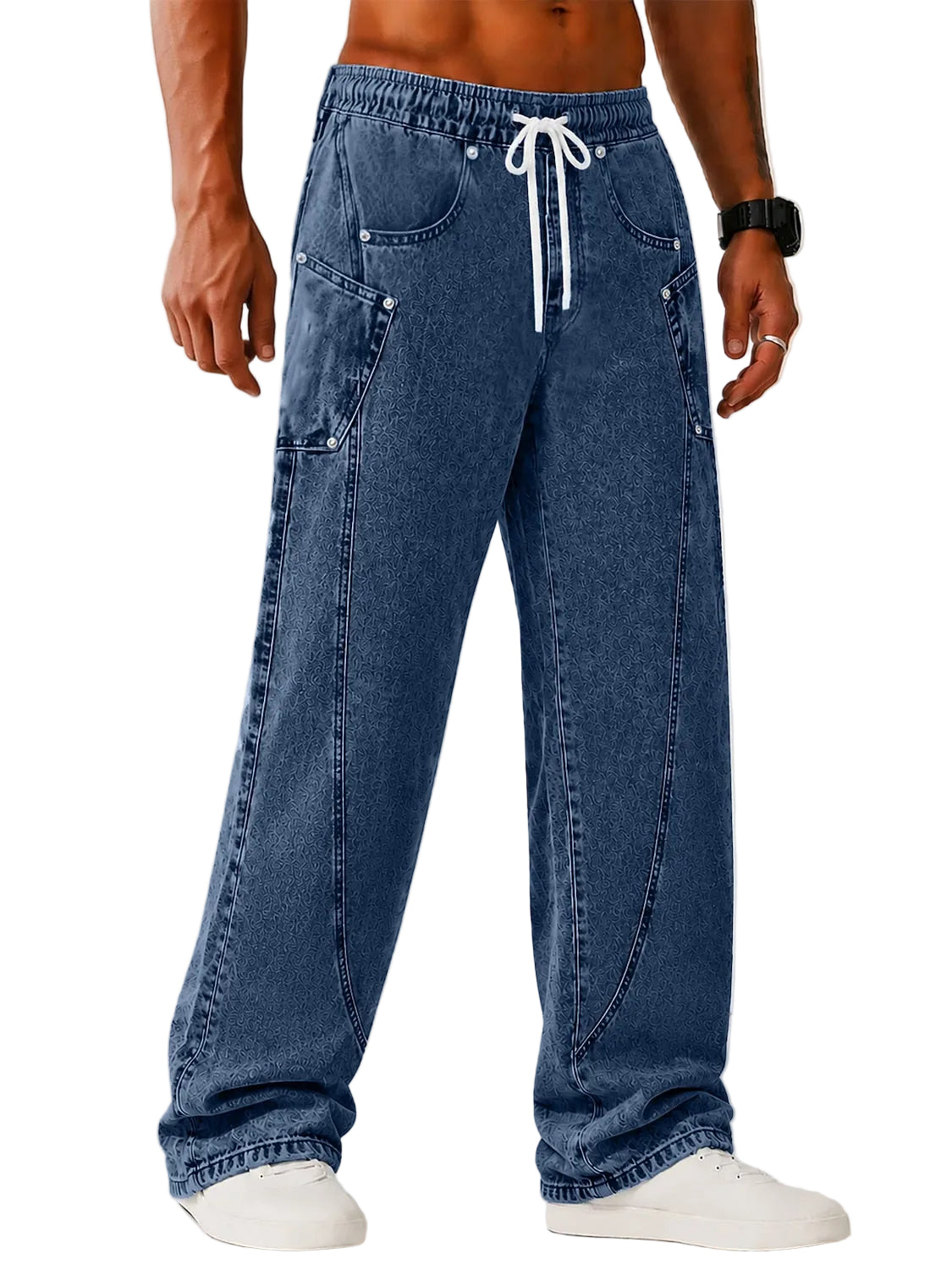 Vintage Washed Cotton Baggy Denim Pants