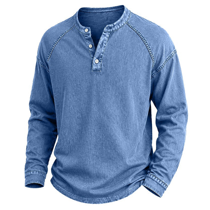 Broken-in Cotton Long Sleeve Henley