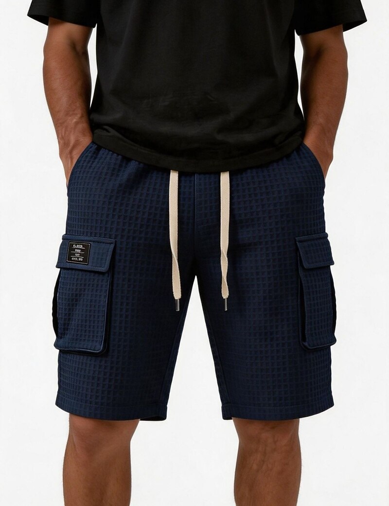 Lightweight Waffle Cargo Shorts With Pocket