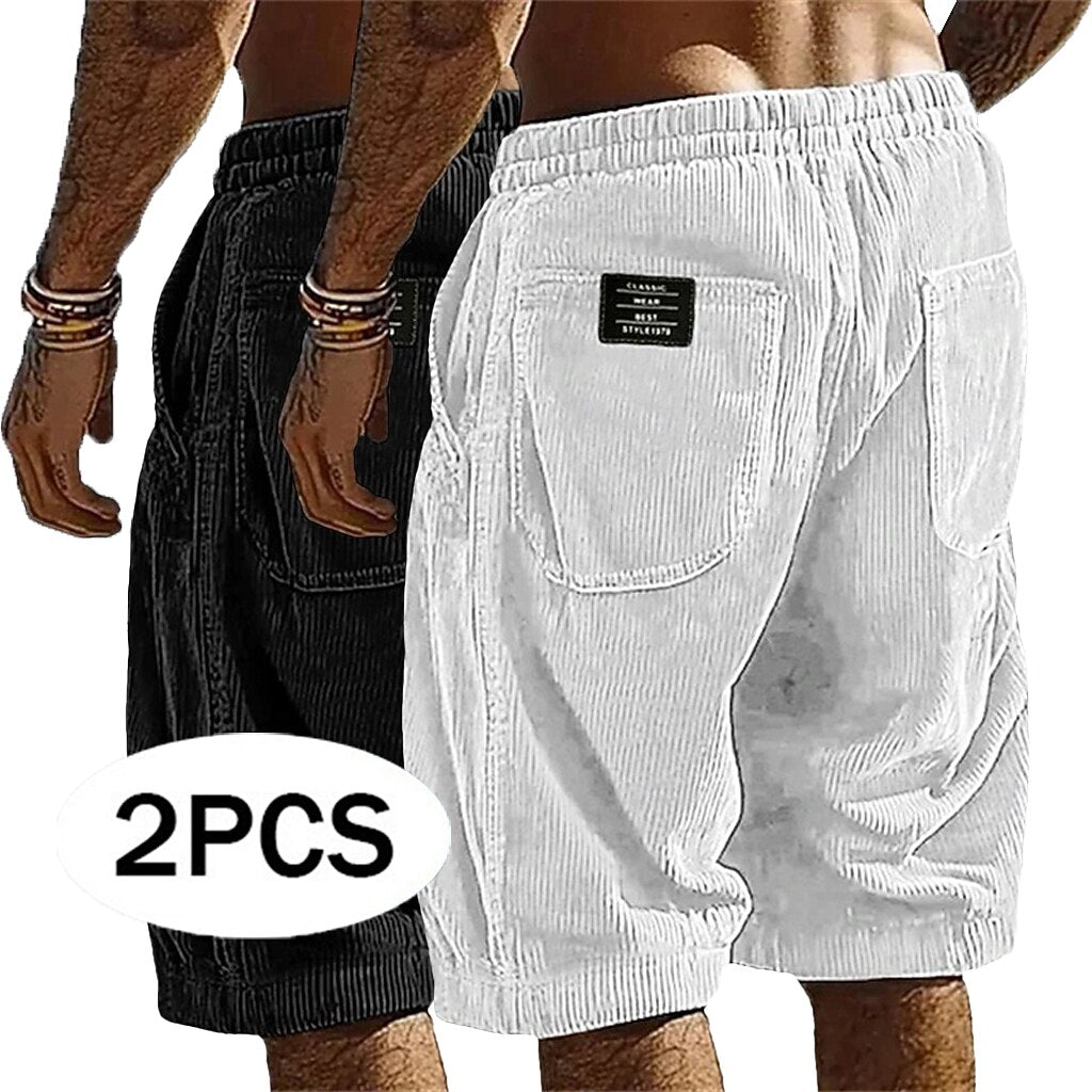 2-Pack Corduroy Cargo Shorts With Pockets