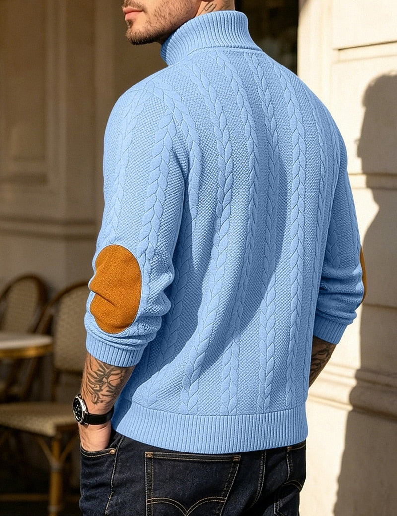 Jacquard Button Up Textured Sweatshirt