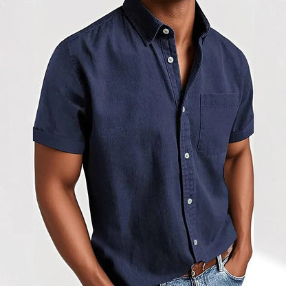 Men's Cotton Shirt -Casual Short Sleeve Button-Up