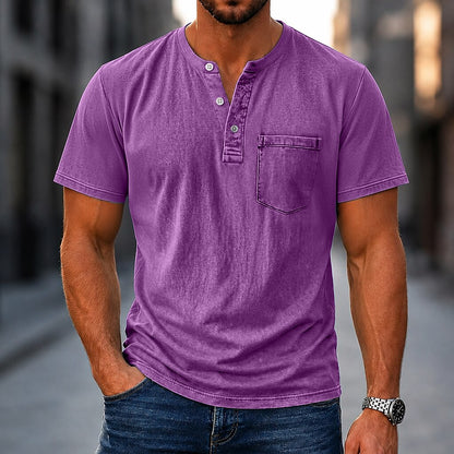 Vintage Washed 100% Cotton Henley