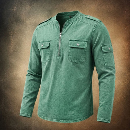 Classic Cotton Long Sleeve Henley Shirt