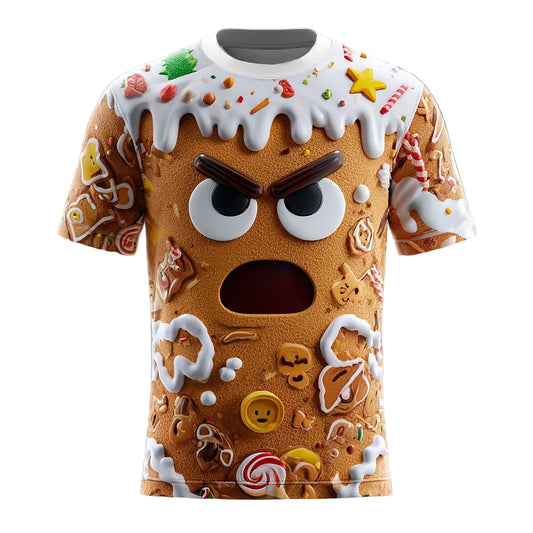 Men's Gingerbread Christmas Brown 3D T-Shirt