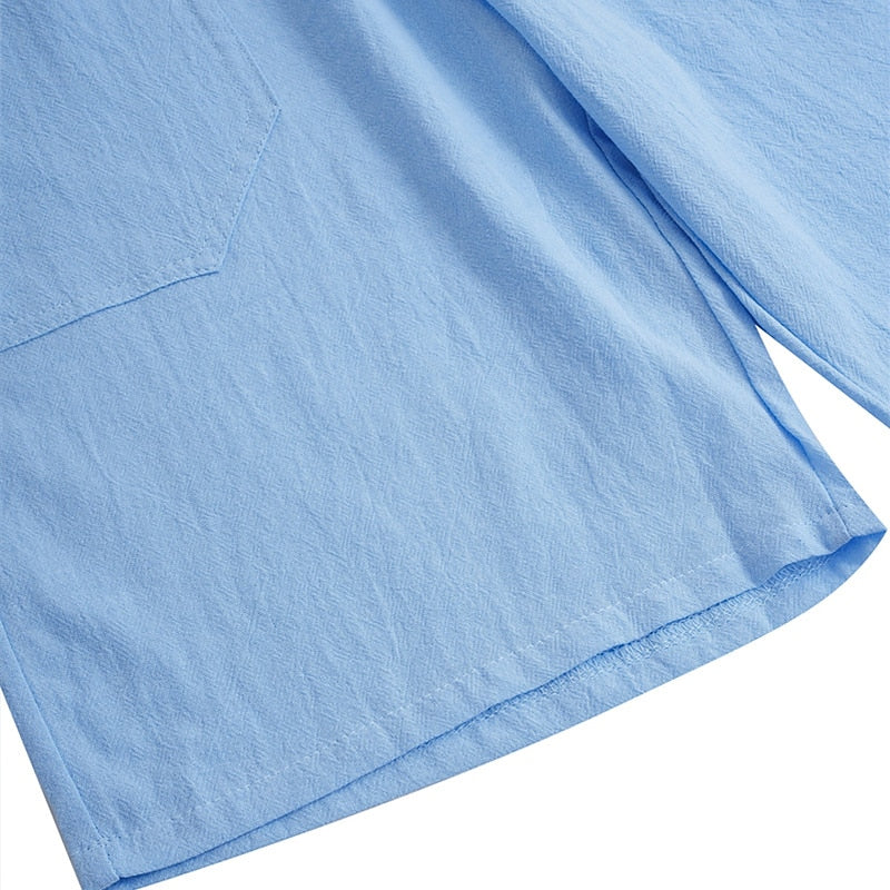 Linen Shorts with Elastic Waist-Perfect for Vacation and Beach