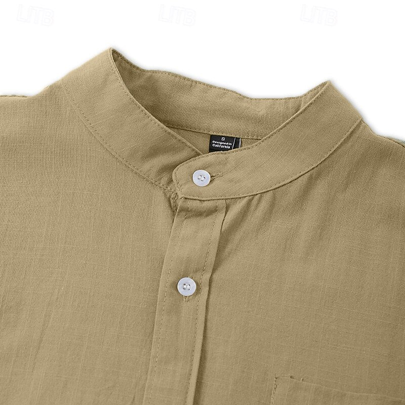 Cotton Linen Shirt-Button Up with Pocket