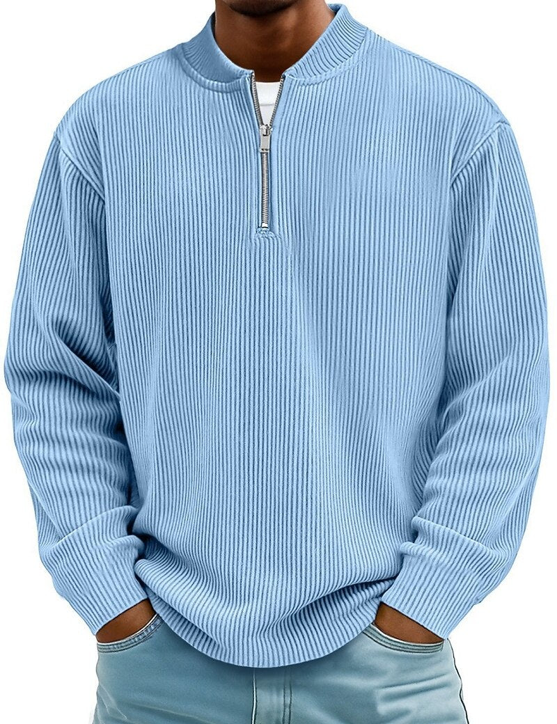 Breathable Zipped  Corduroy Henley Shirt