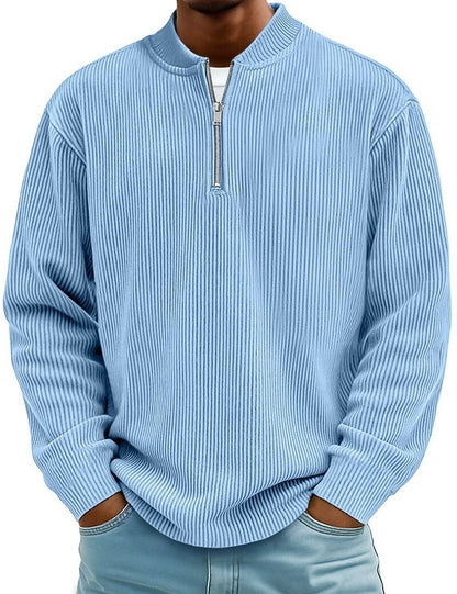 Breathable Zipped  Corduroy Henley Shirt