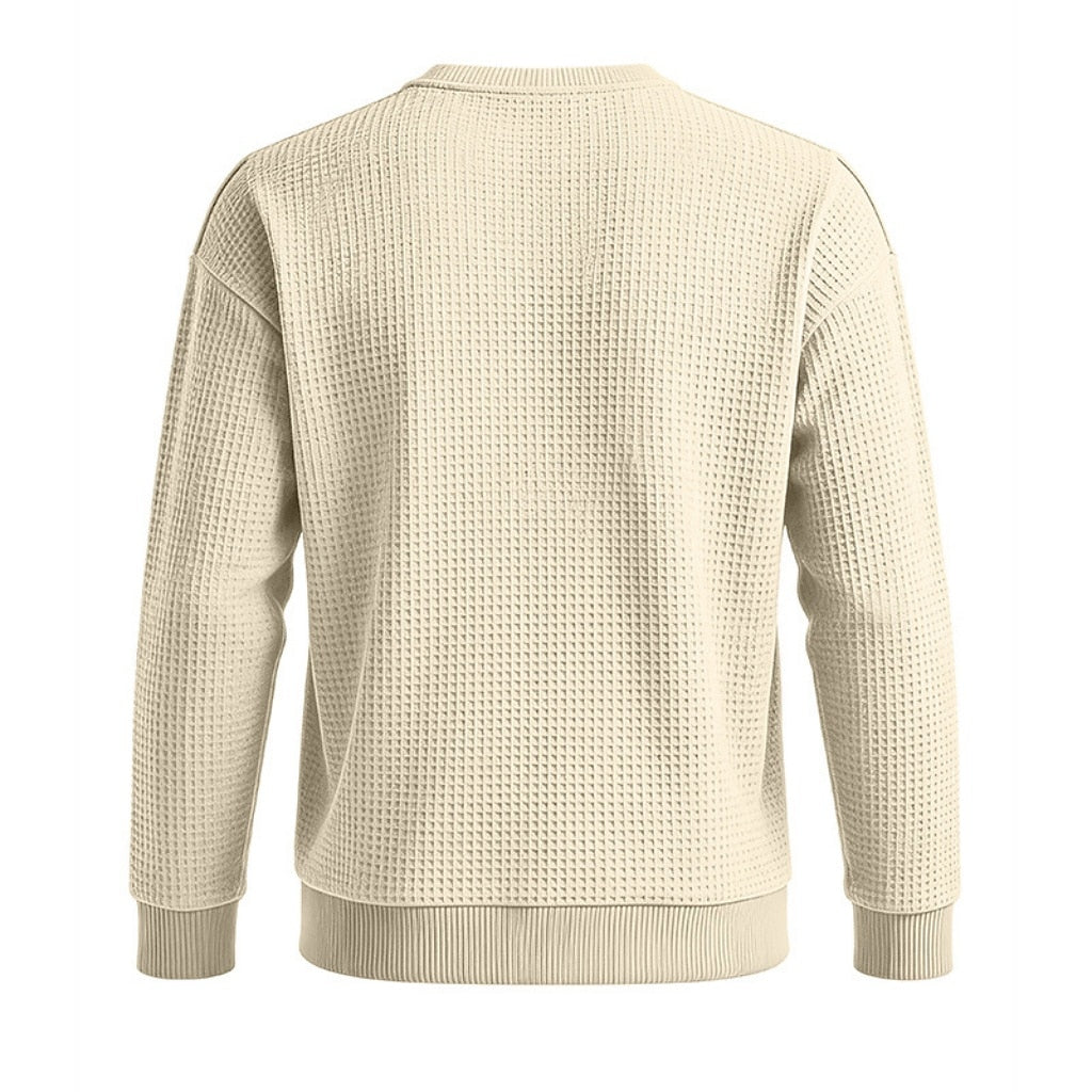 Classic Waffle Knit Crew Neck Sweatshirt